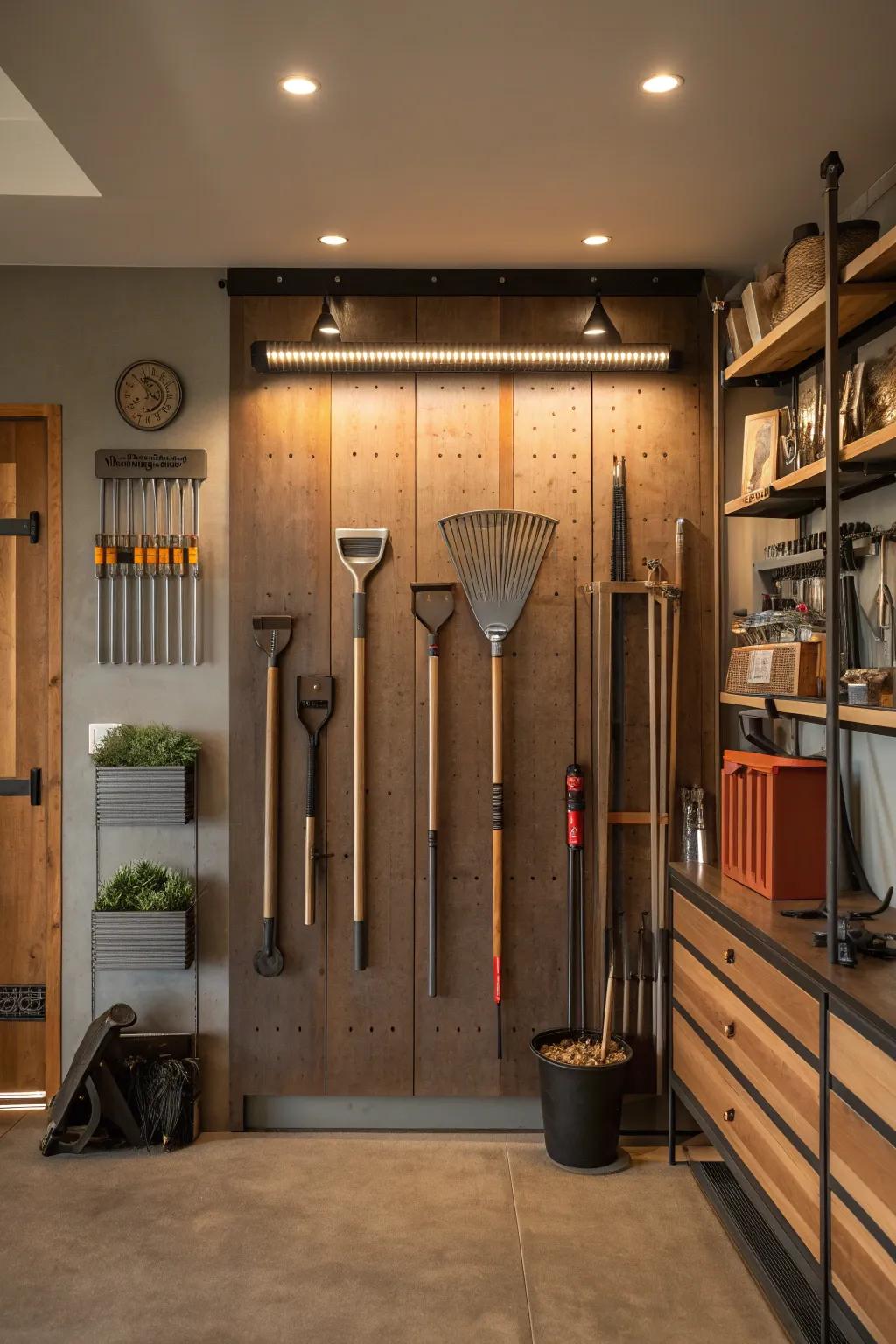 Wall-mounted racks are the ultimate space-savers for long-handled tools in any workshop.