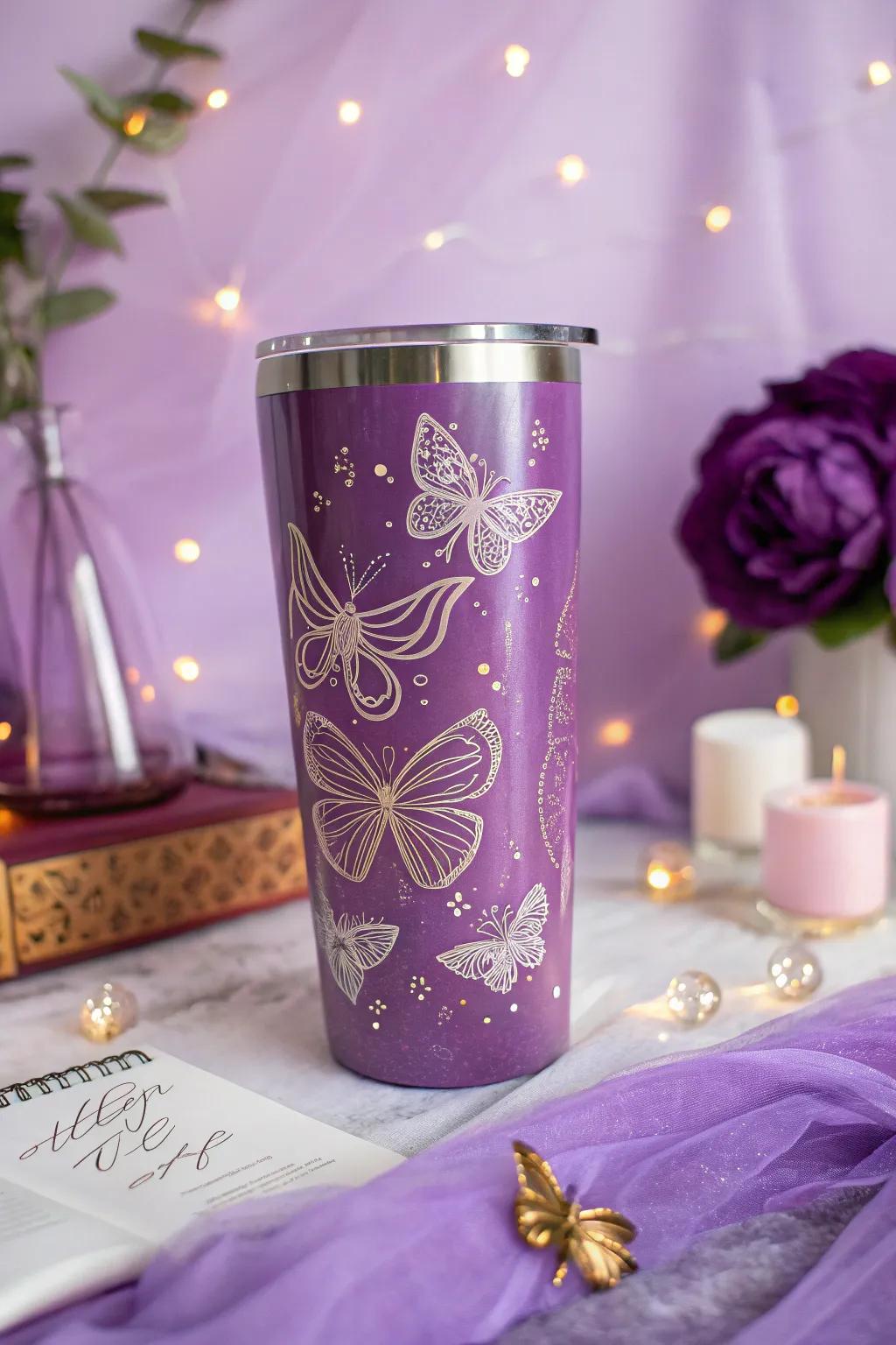 Transform your daily drink into a magical experience with butterfly-themed tumblers.