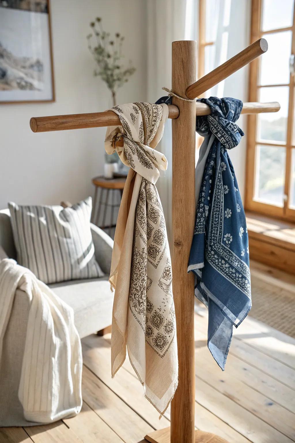 Vertical displays make the most of your space while showcasing your bandana variety.