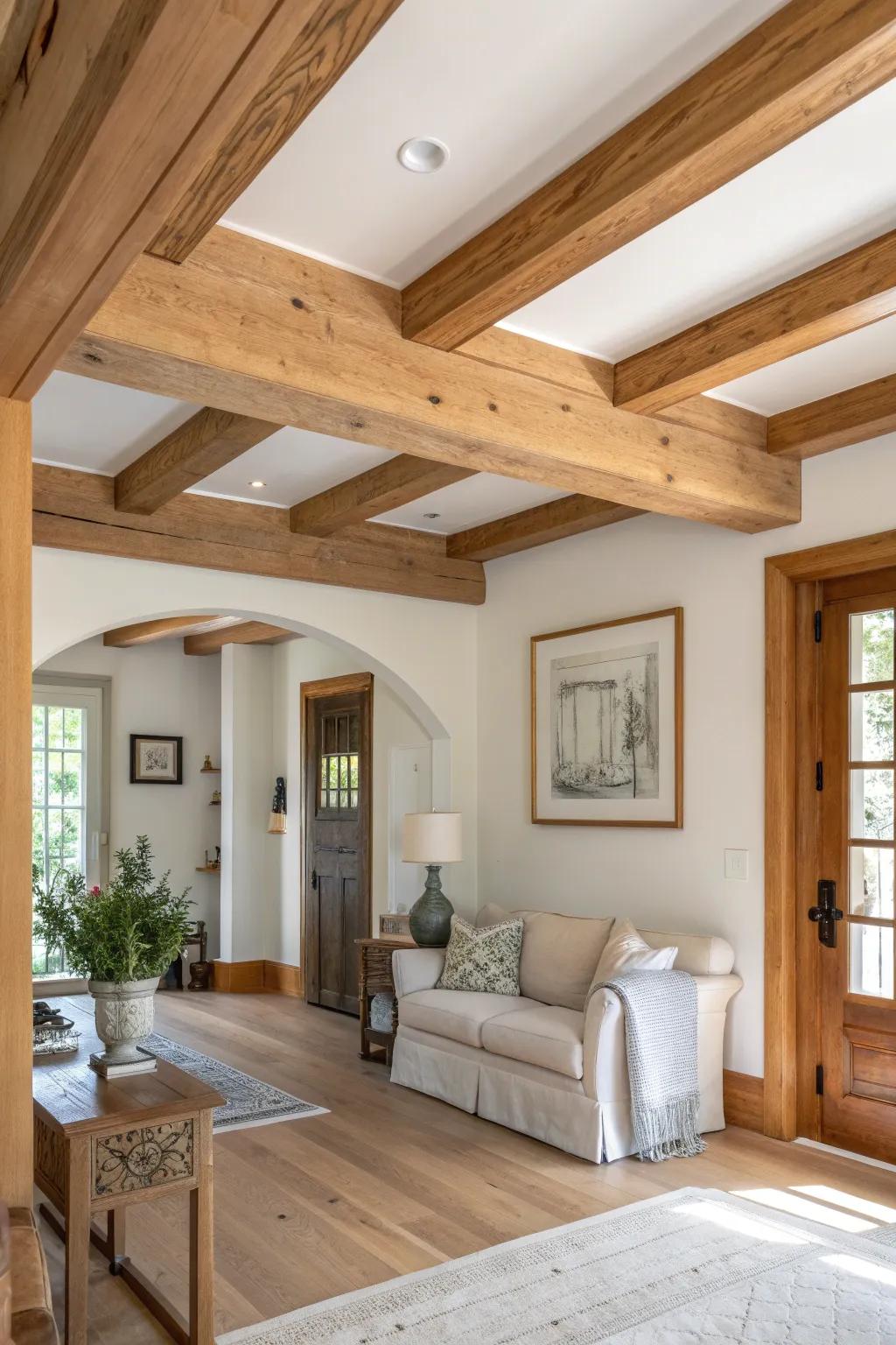 Add dimension and elegance with beams paired with architectural details.