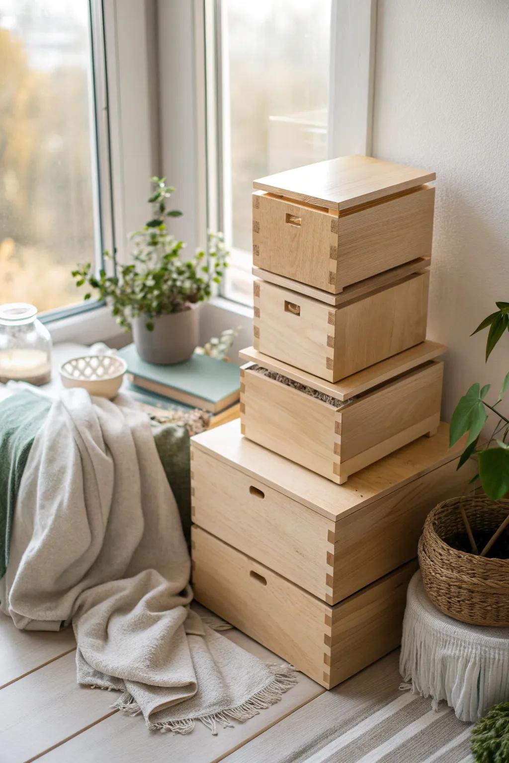 Effortlessly stack your way to an organized storage space.