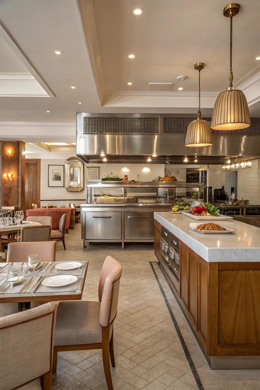 Stainless steel surfaces reflect light, maximizing brightness and maintaining a clean look. #KitchenInspiration #StainlessSteel