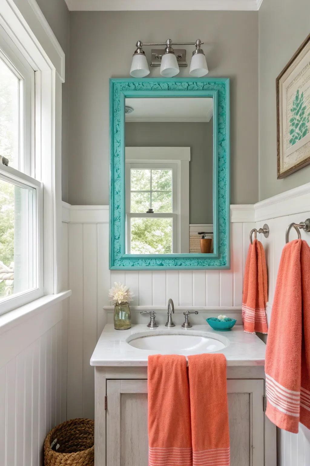 Neutral tones create a serene and spacious feel in small farmhouse half baths.