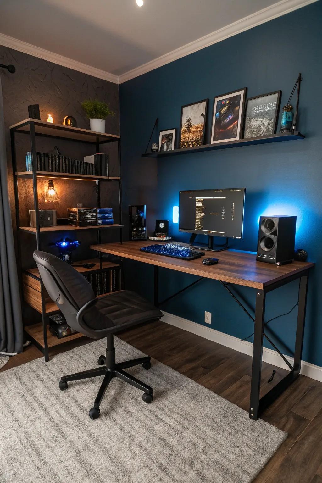 Organize your gear on a desk designed for gamers. 🖥️📚 #GamingDesk #HomeOffice