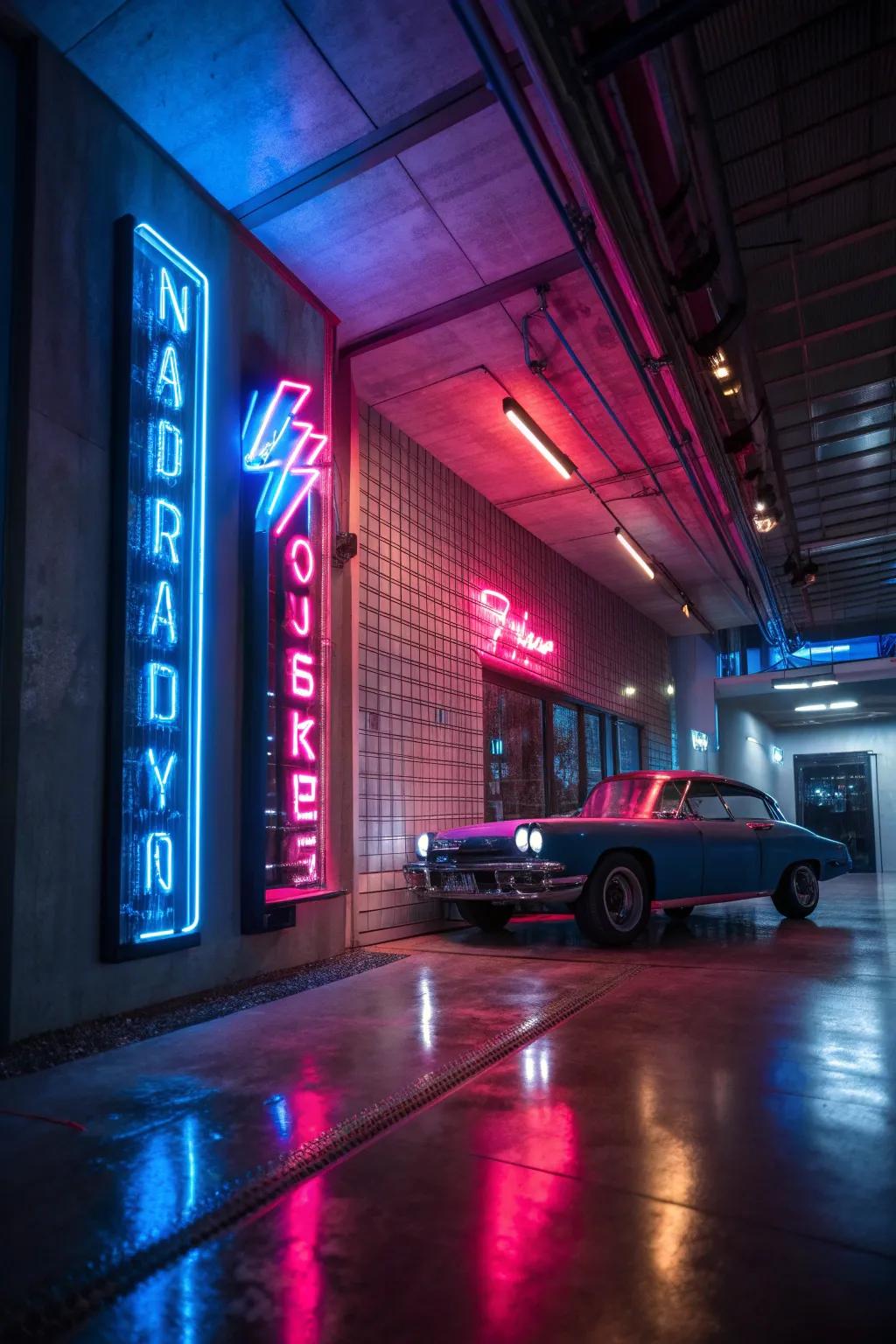 Bring a touch of nostalgia and fun with vibrant neon lights.