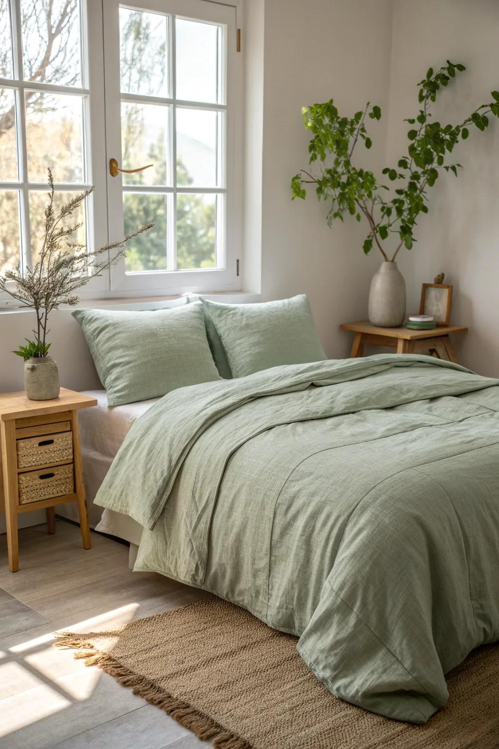 Sage green evokes serenity, perfect for a calming bedroom retreat.