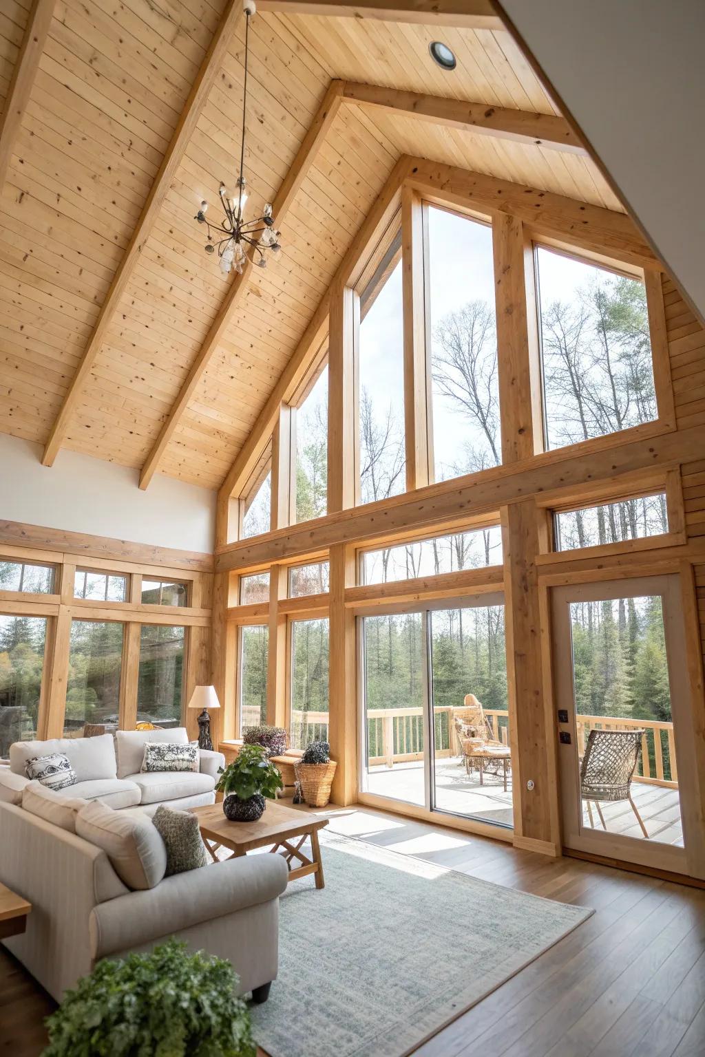 Let the outdoors in with large windows that bring natural light and scenic views into your cabin.