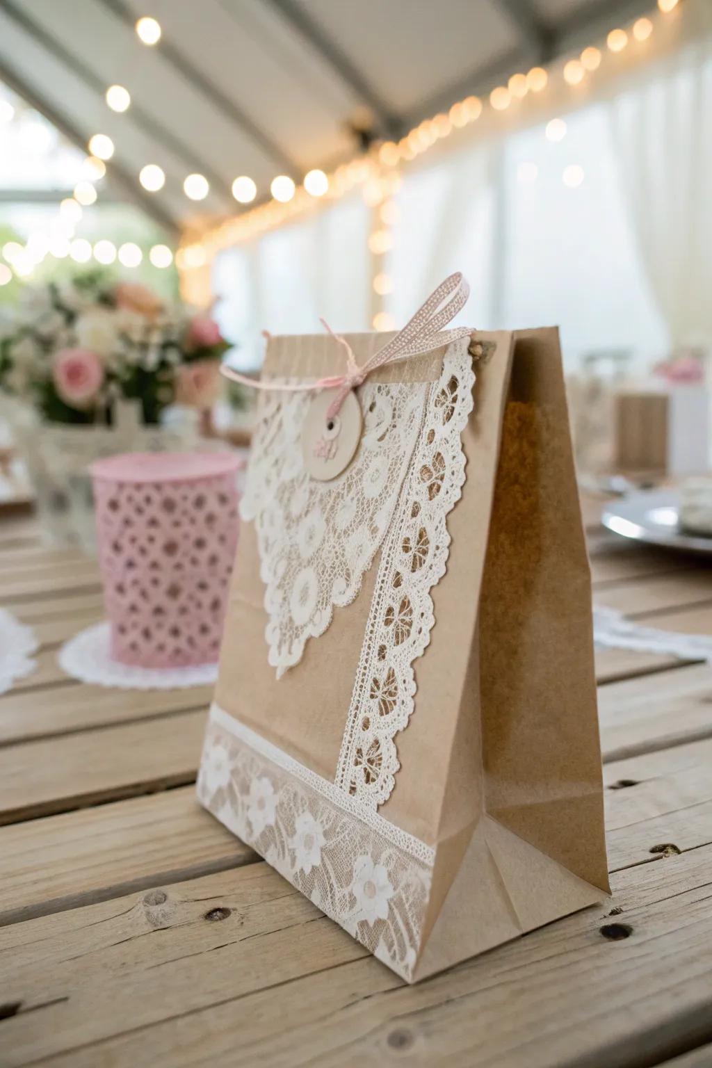 Sophisticated and charming, these lace-adorned bags elevate any special occasion.