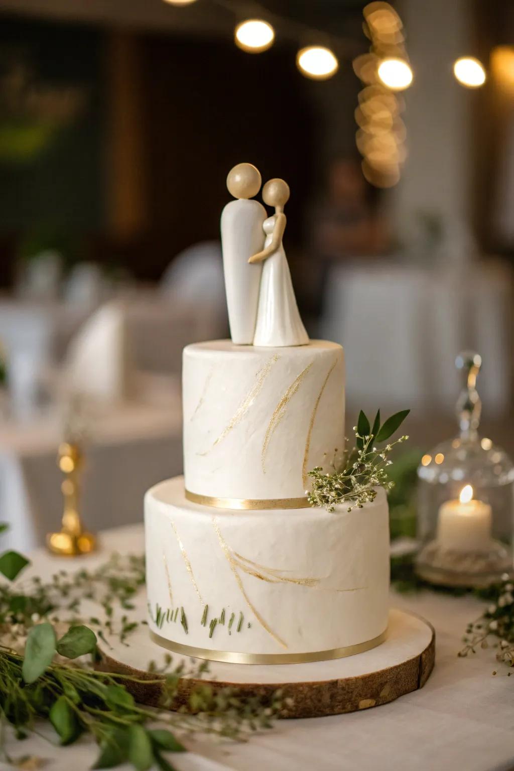 Embrace the beauty of simplicity with minimalist cake toppers that speak volumes. ✨ #MinimalistDesign #ElegantWeddings