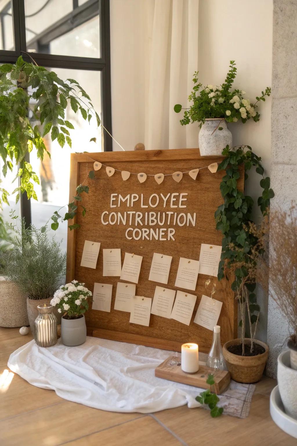 Encourage collaboration with a contribution corner where everyone’s ideas are valued. 🌟 #Teamwork #OfficeCulture #Collaboration