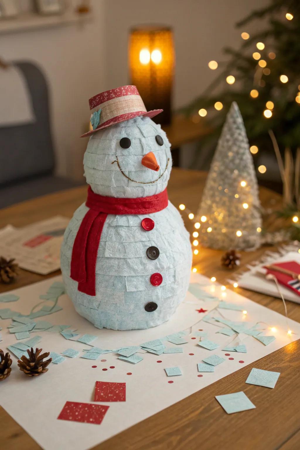 Add a touch of whimsy to your Christmas decor with playful snowman collages. ☃️❄️ #SnowmanArt #CreativeCollage #WinterFun