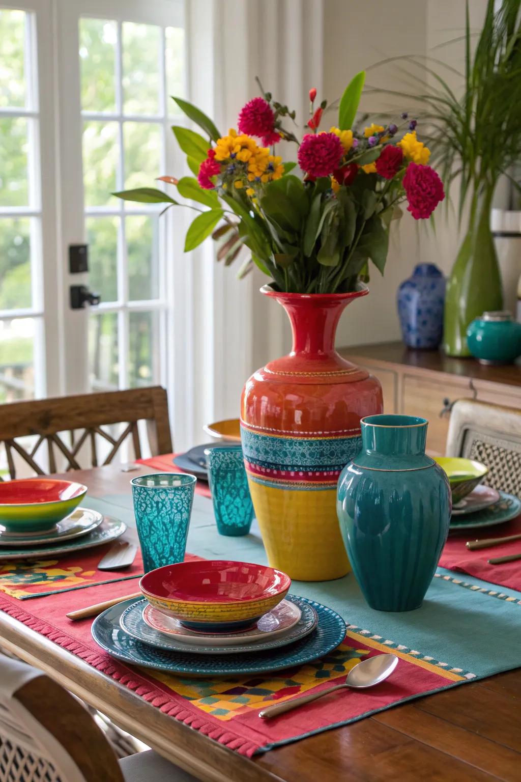 Brighten your dining table with accents that pop 🌈✨