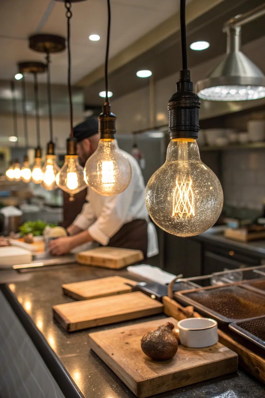 Shatterproof bulbs ensure safety and reliability in your kitchen lighting setup.