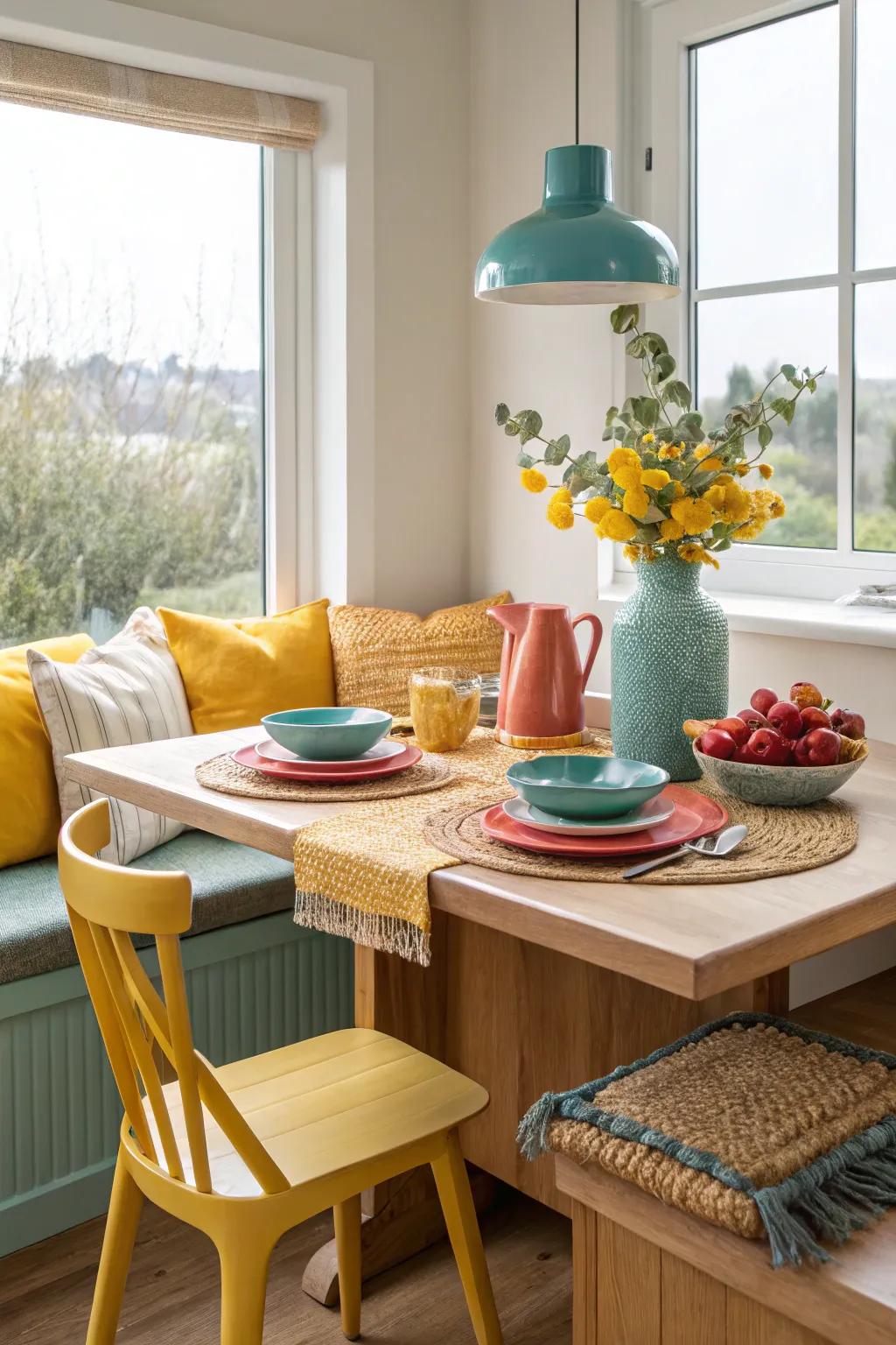Bask in natural light with a window-side dining nook.
