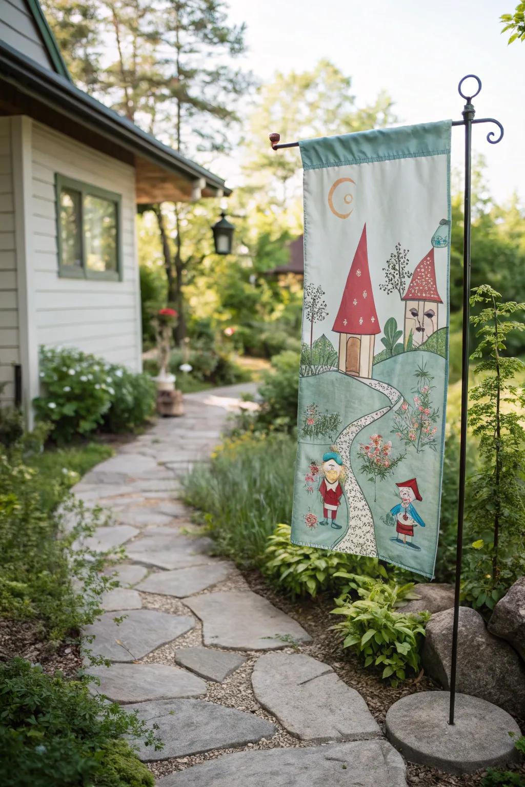 Add a sprinkle of magic to your garden with whimsical flags that delight every visitor. 🌟 #GardenWhimsy #EnchantYourSpace
