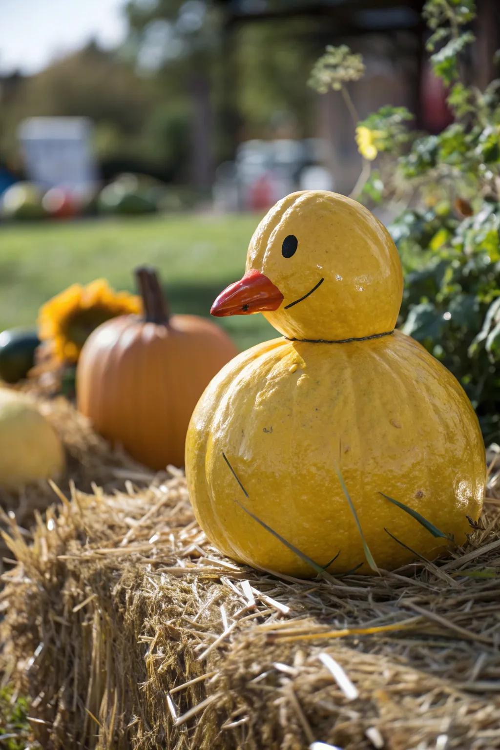 These duckling pumpkins bring a burst of sunshine to your fall decor! ☀️ #BrightIdeas #DucklingPumpkin
