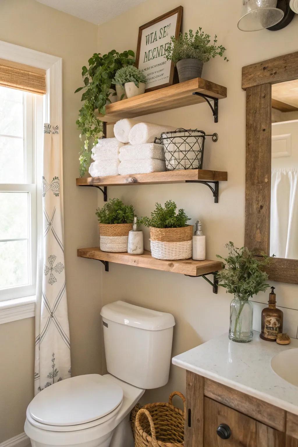 Decorative shelving adds both style and functionality. 🌿 #ShelvingIdeas #SmallSpaceDesign