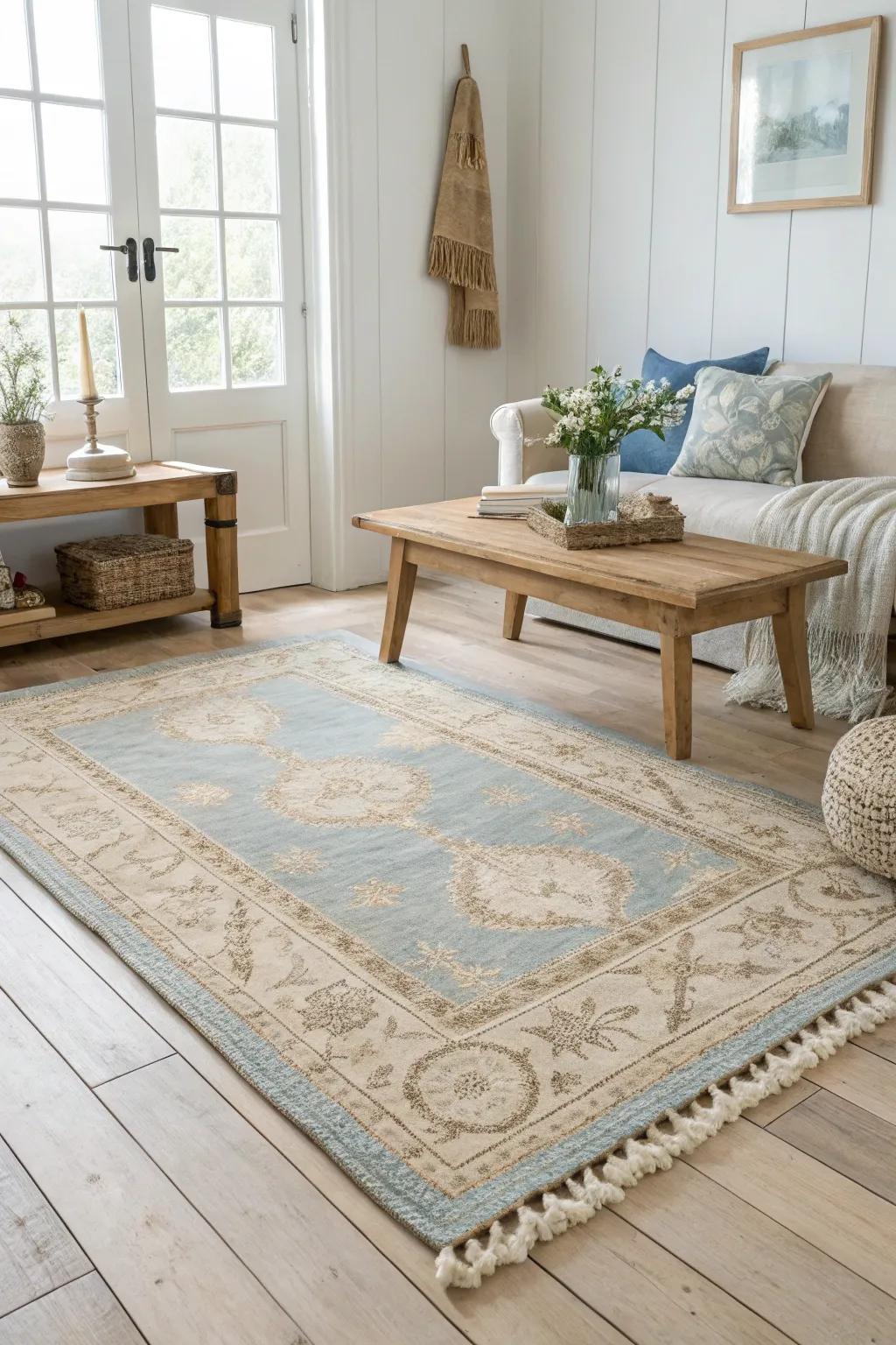 Rustic elegance shines through with a charming French country rug. 🌿 #RusticCharm #ElegantLiving