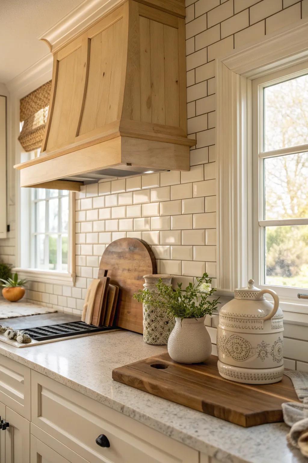 Subway tiles add a timeless and clean look to off white kitchens. 🏠 #SubwayTile #KitchenStyle