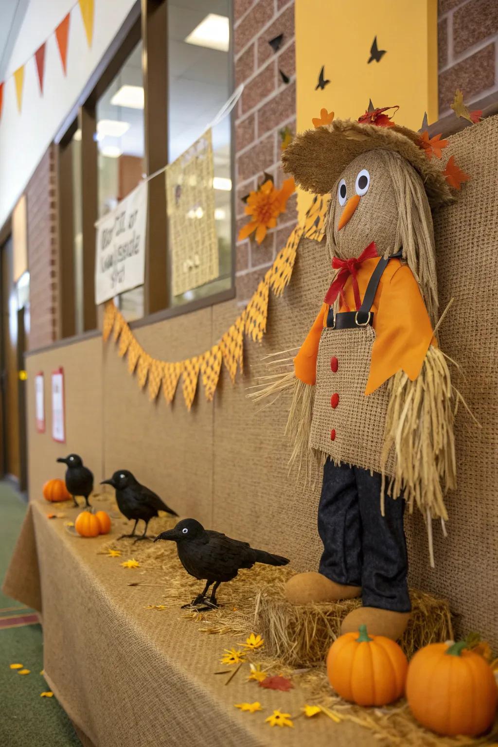 Crows and critters bring a fun, lively element to your scarecrow display, enhancing the autumn atmosphere.