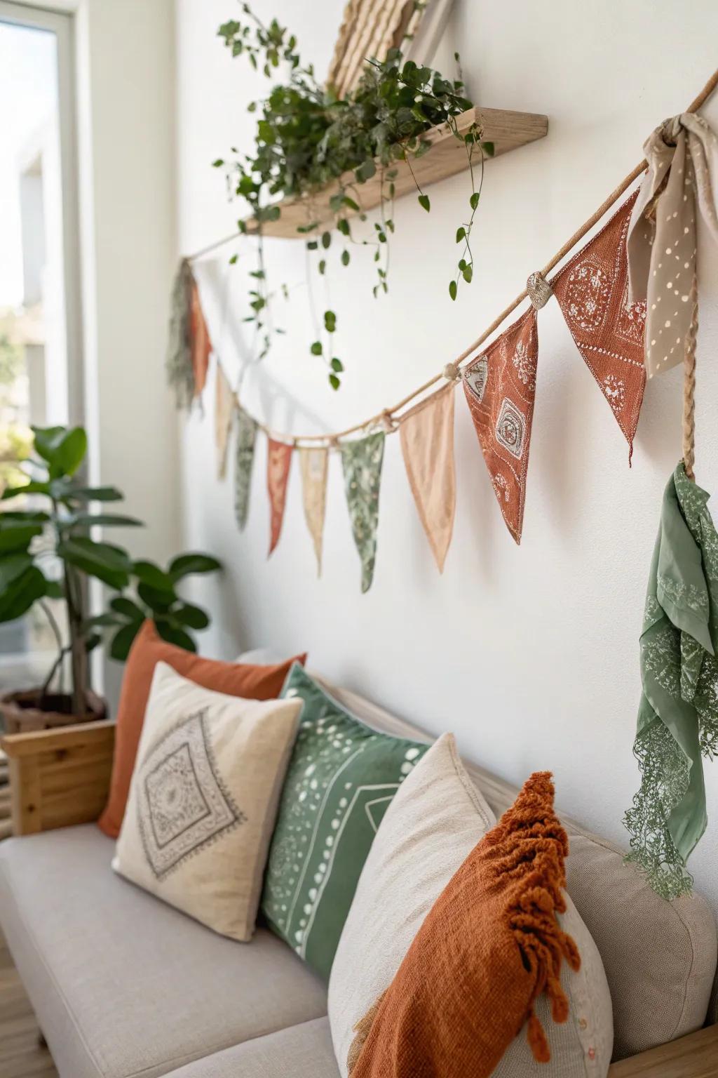 A bandana garland adds a whimsical, decorative touch to your space.