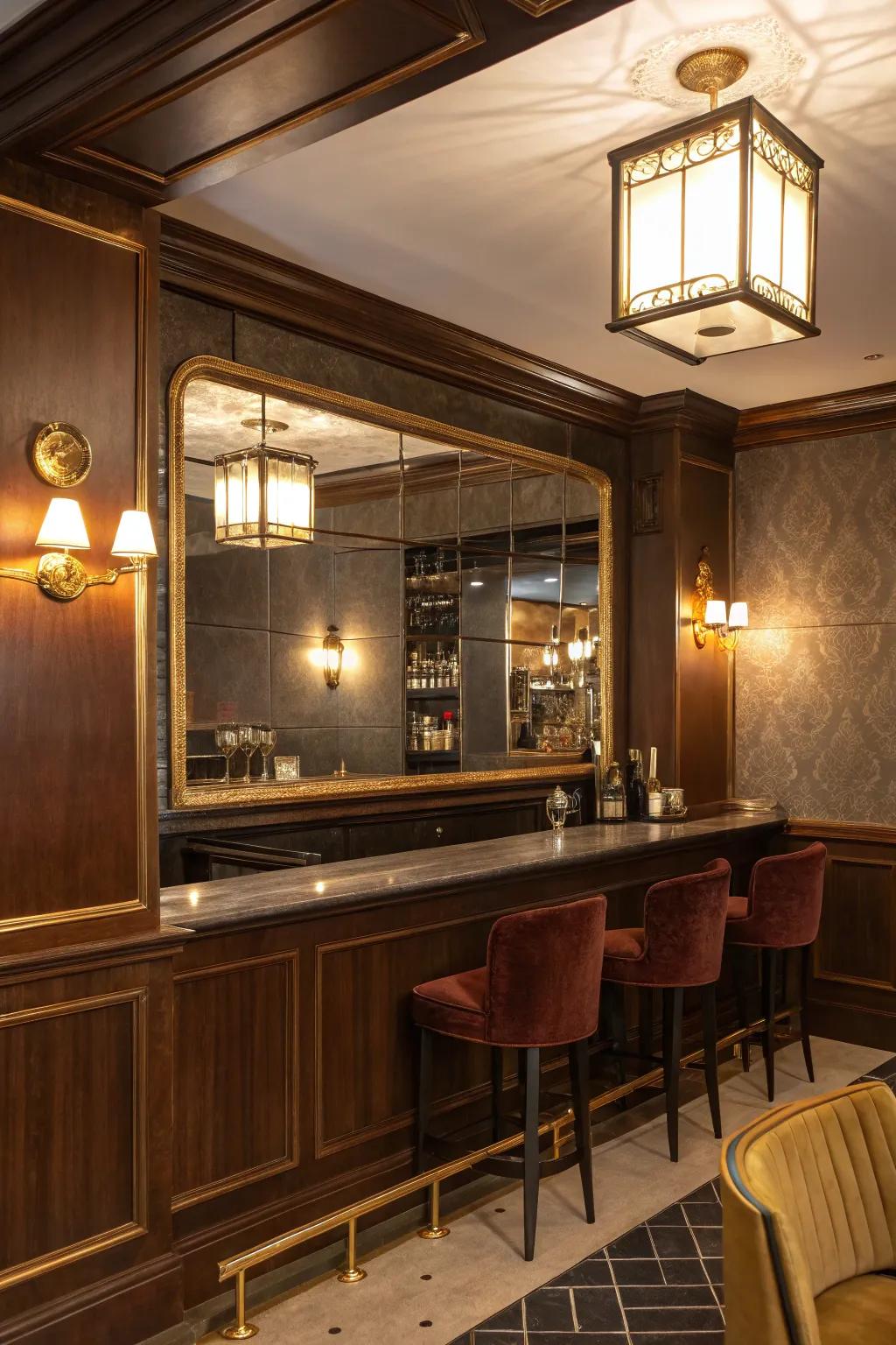 Create the illusion of space with a mirrored wall that reflects light and style.