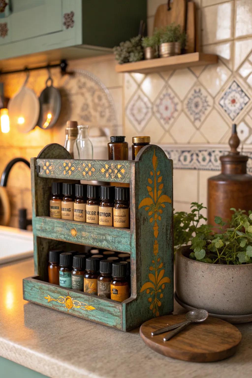 Add a touch of nostalgia with vintage spice racks.