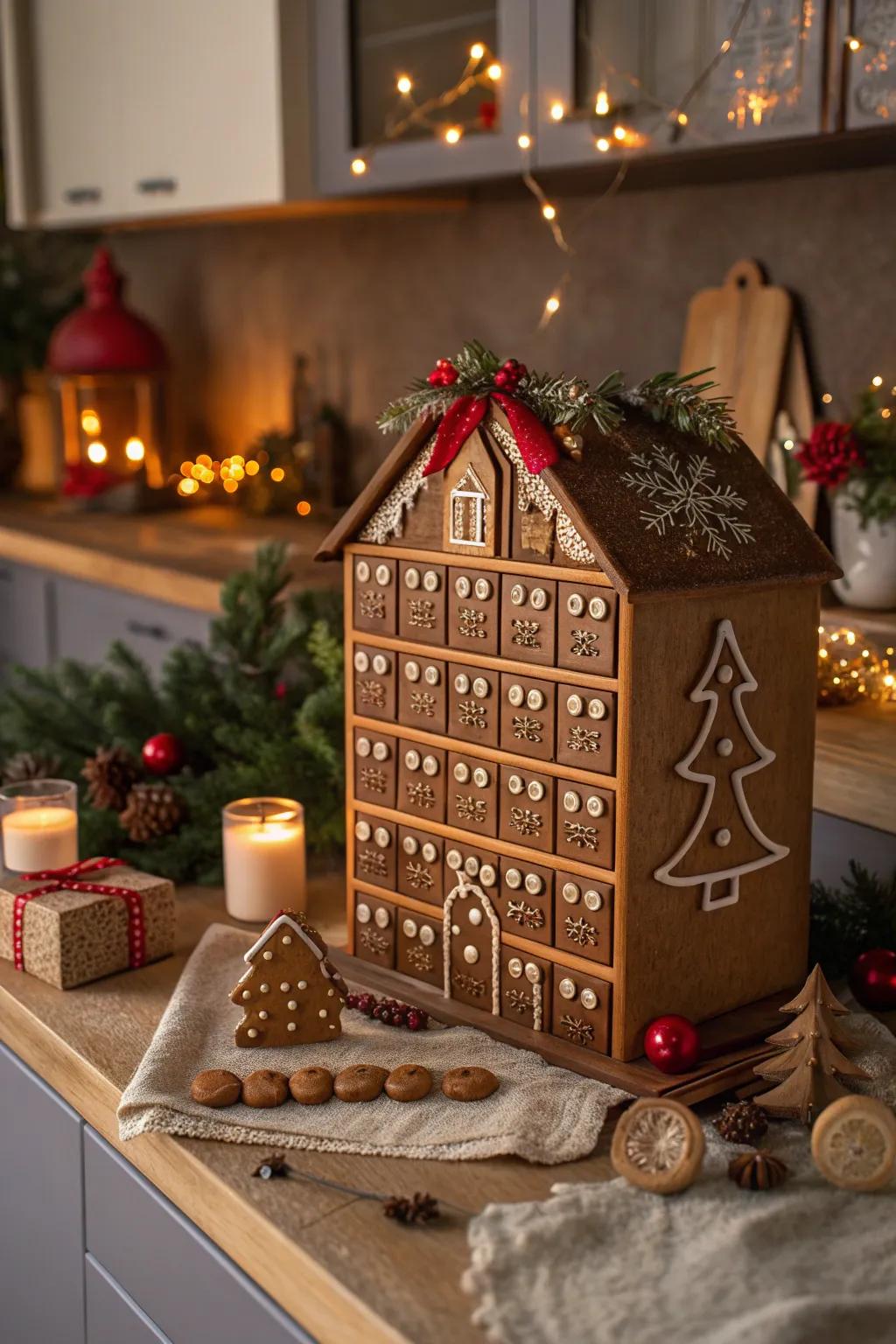Enjoy the countdown to Christmas with a gingerbread advent calendar filled with sweet surprises.