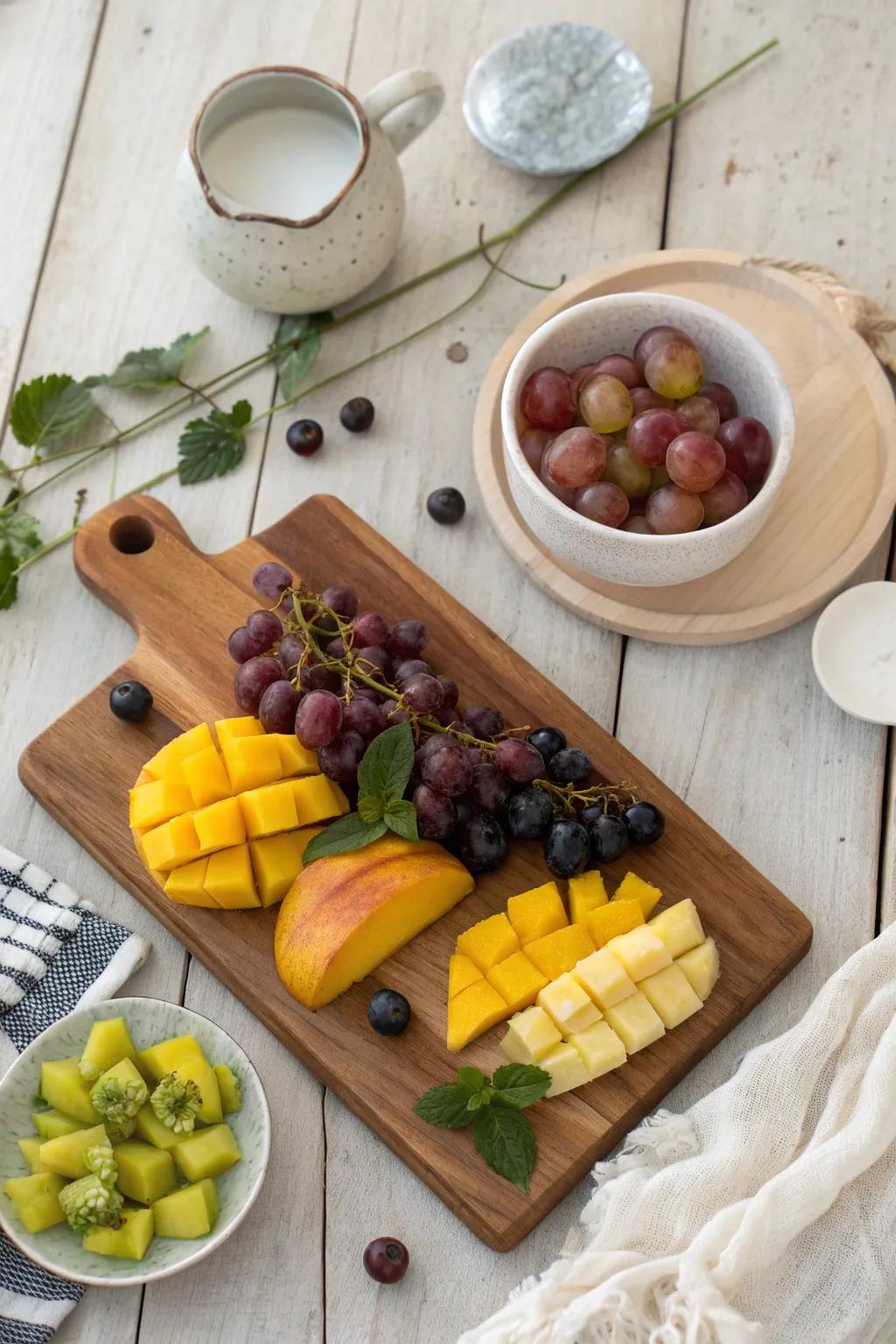 Add a pop of color and sweetness with fresh fruits, a refreshing break from the spices. 🍇 #FruitLovers #HomeDecor
