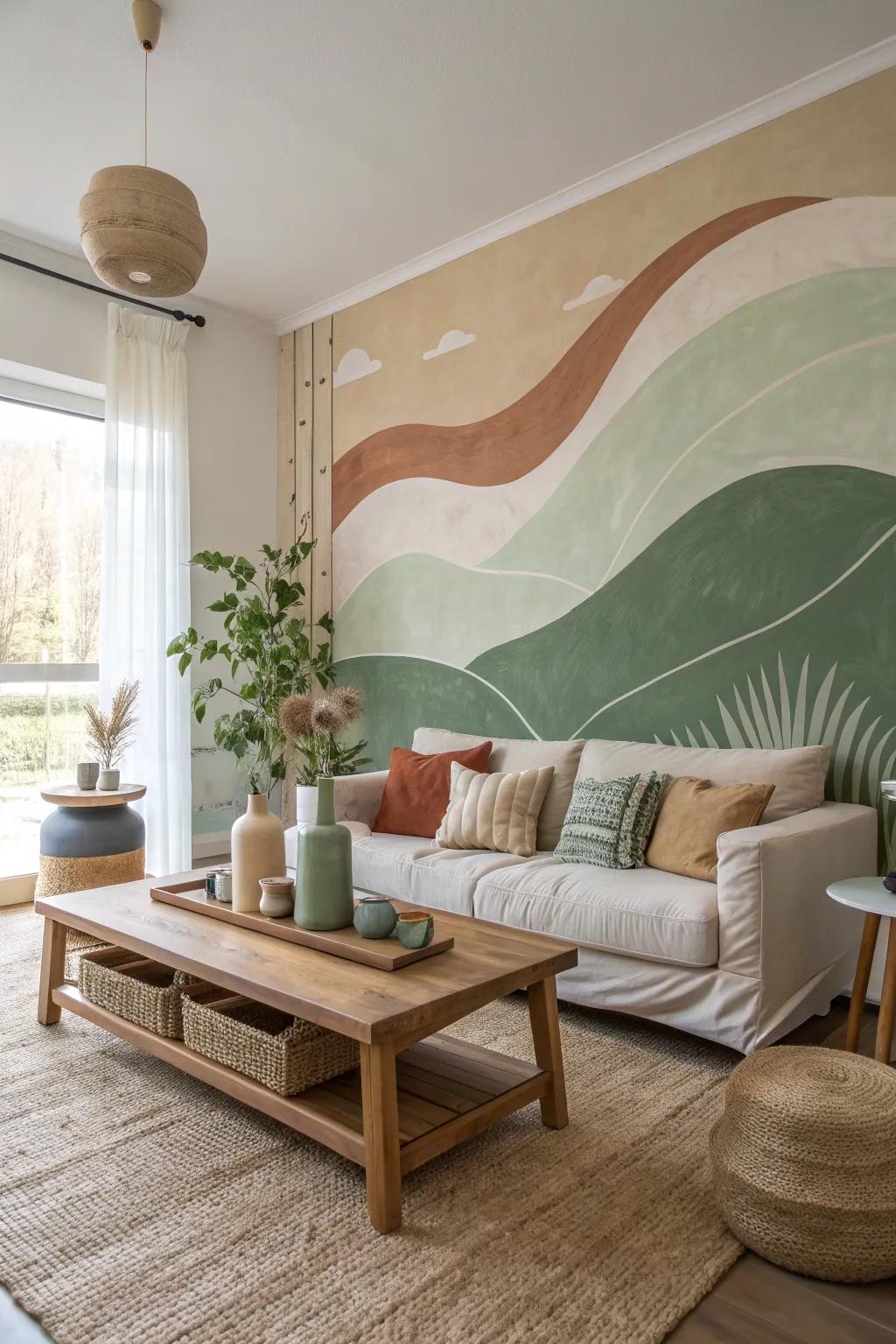 Nature-inspired hues create a tranquil and refreshing atmosphere indoors.