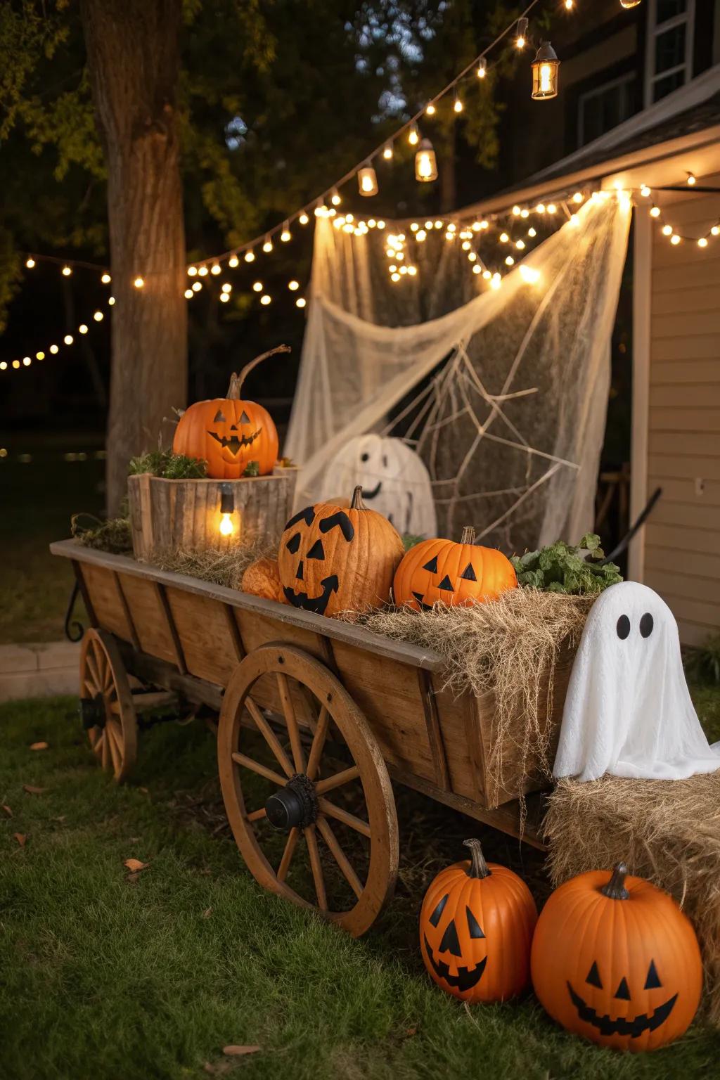 Get into the Halloween spirit with a wagon that's spooky and sweet. 🎃 #HalloweenDecor #SpookyFun