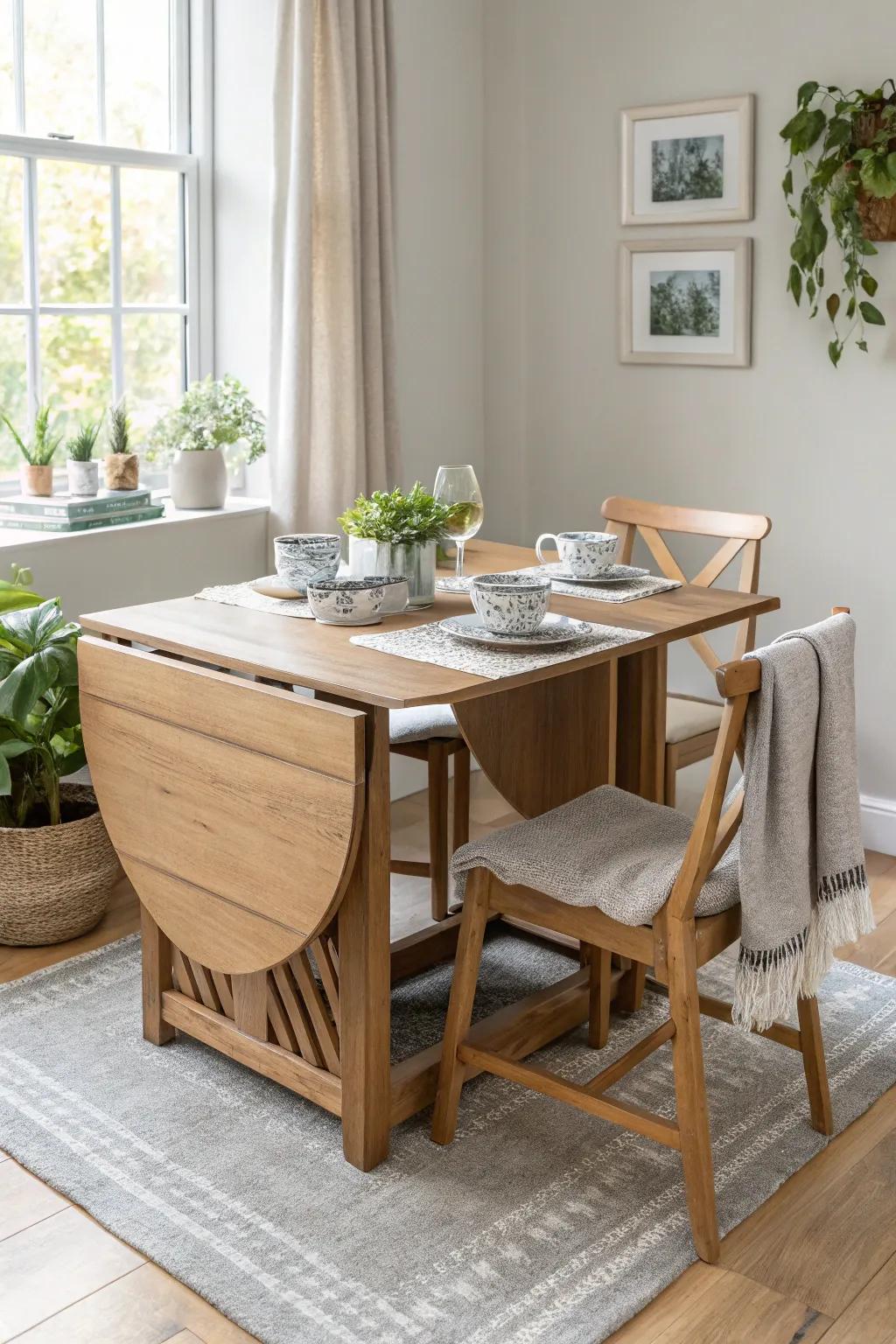 Adapt your dining area to your needs with a flexible foldable table.