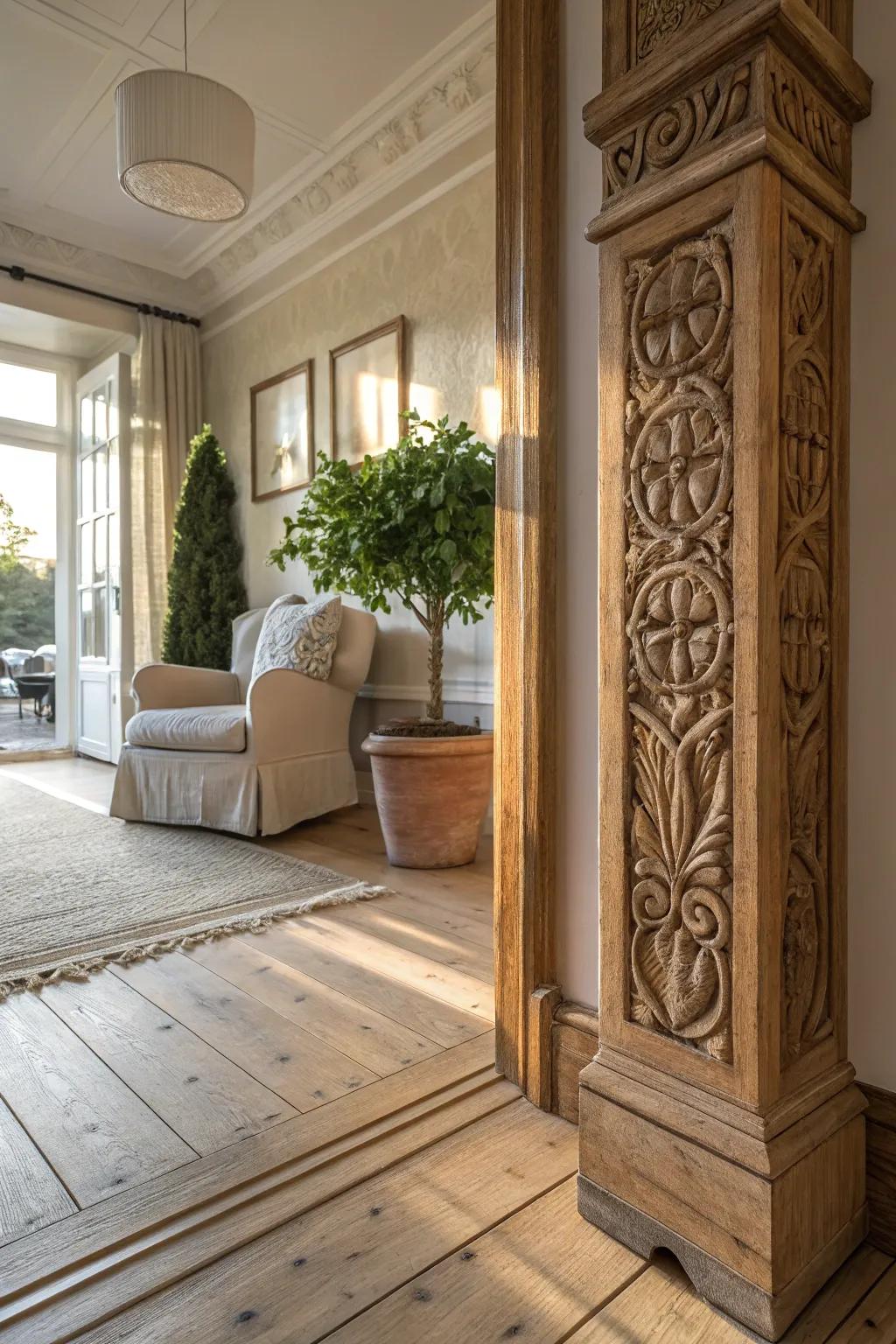 Add a regal touch to your home with sculpted moldings that exude elegance and sophistication.