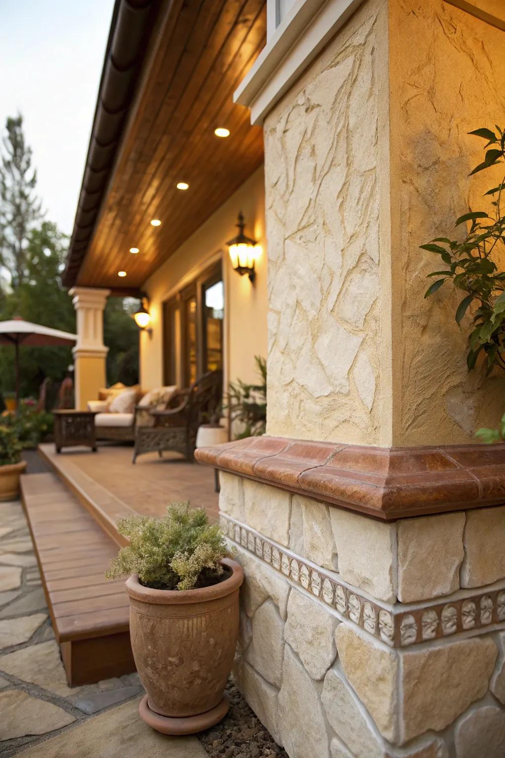 Express creativity with decorative plaster for a unique and artistic foundation appearance.