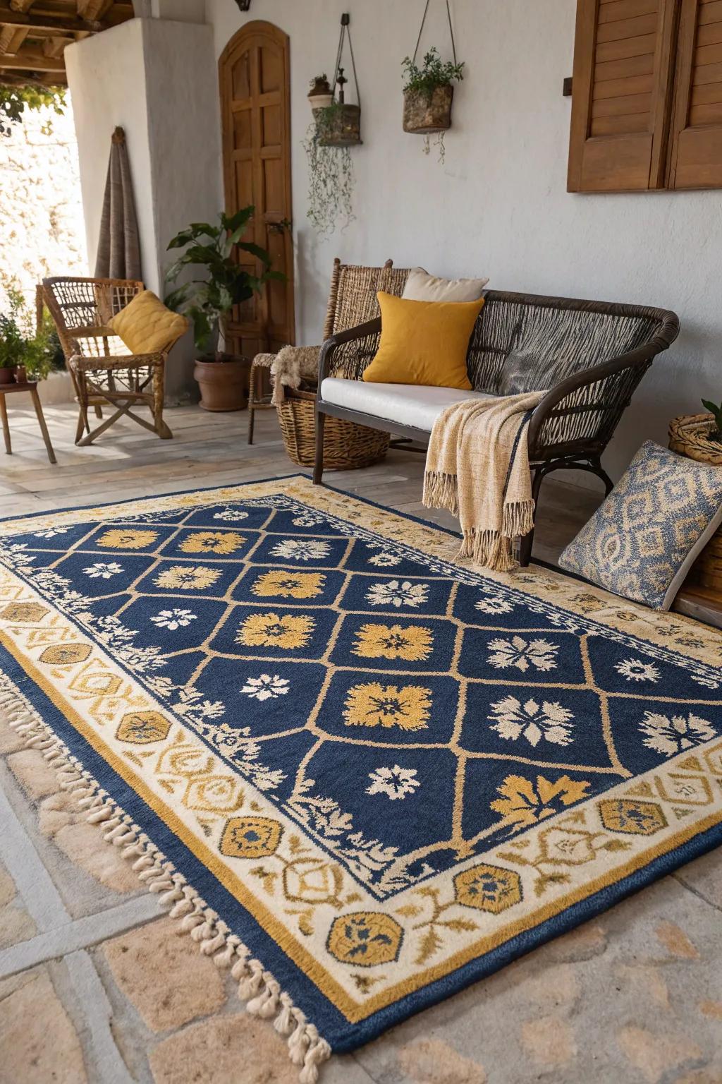 Bold patterns provide a playful twist on classic French country style.