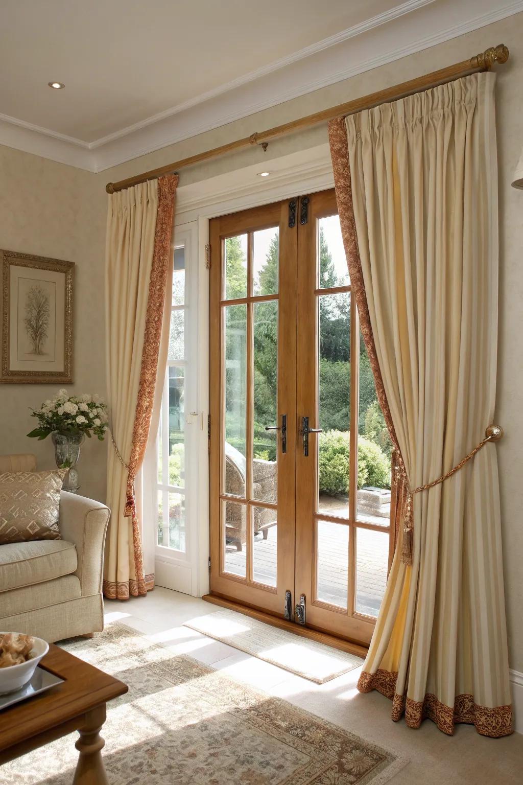 Custom-fitted curtains offer a polished and refined look.