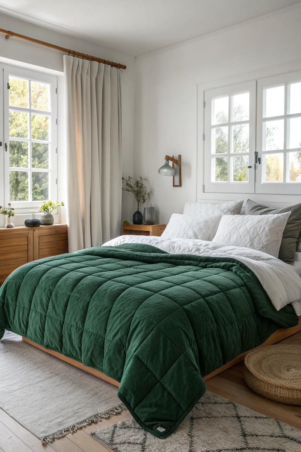 Dark green and white create a striking contrast, perfect for bright, airy spaces. 🌿✨ #ContrastDesign #InteriorInspiration