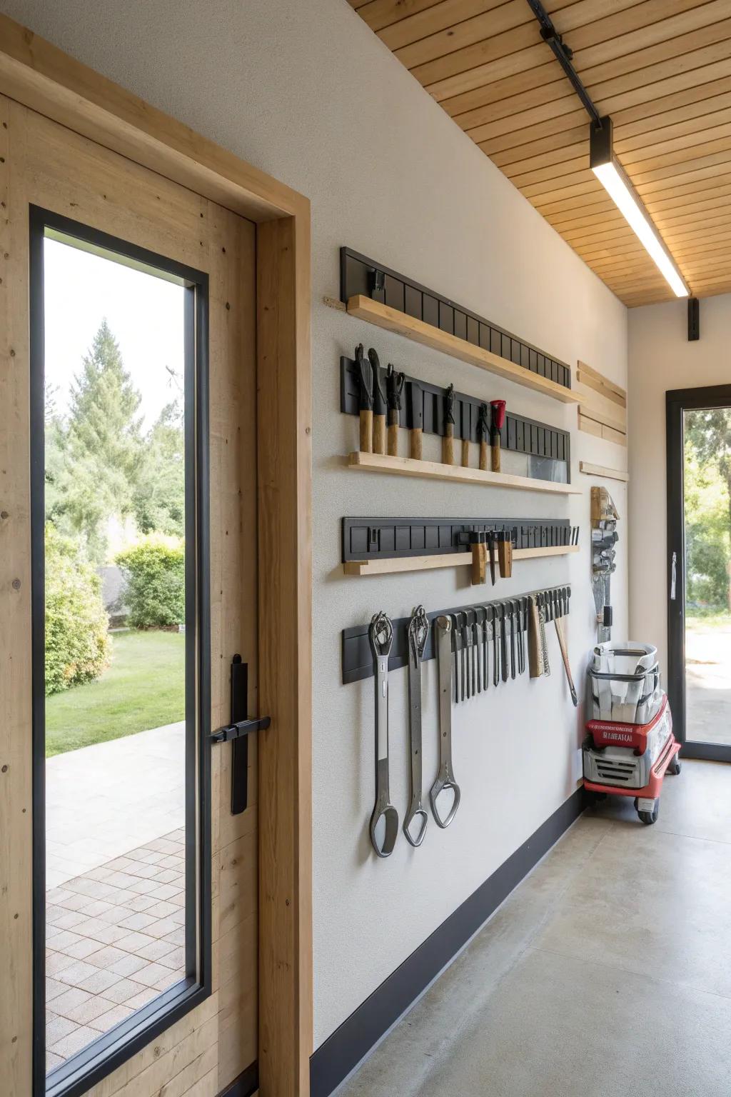 Keep your tools in check with magnetic strips that combine utility with modern design.