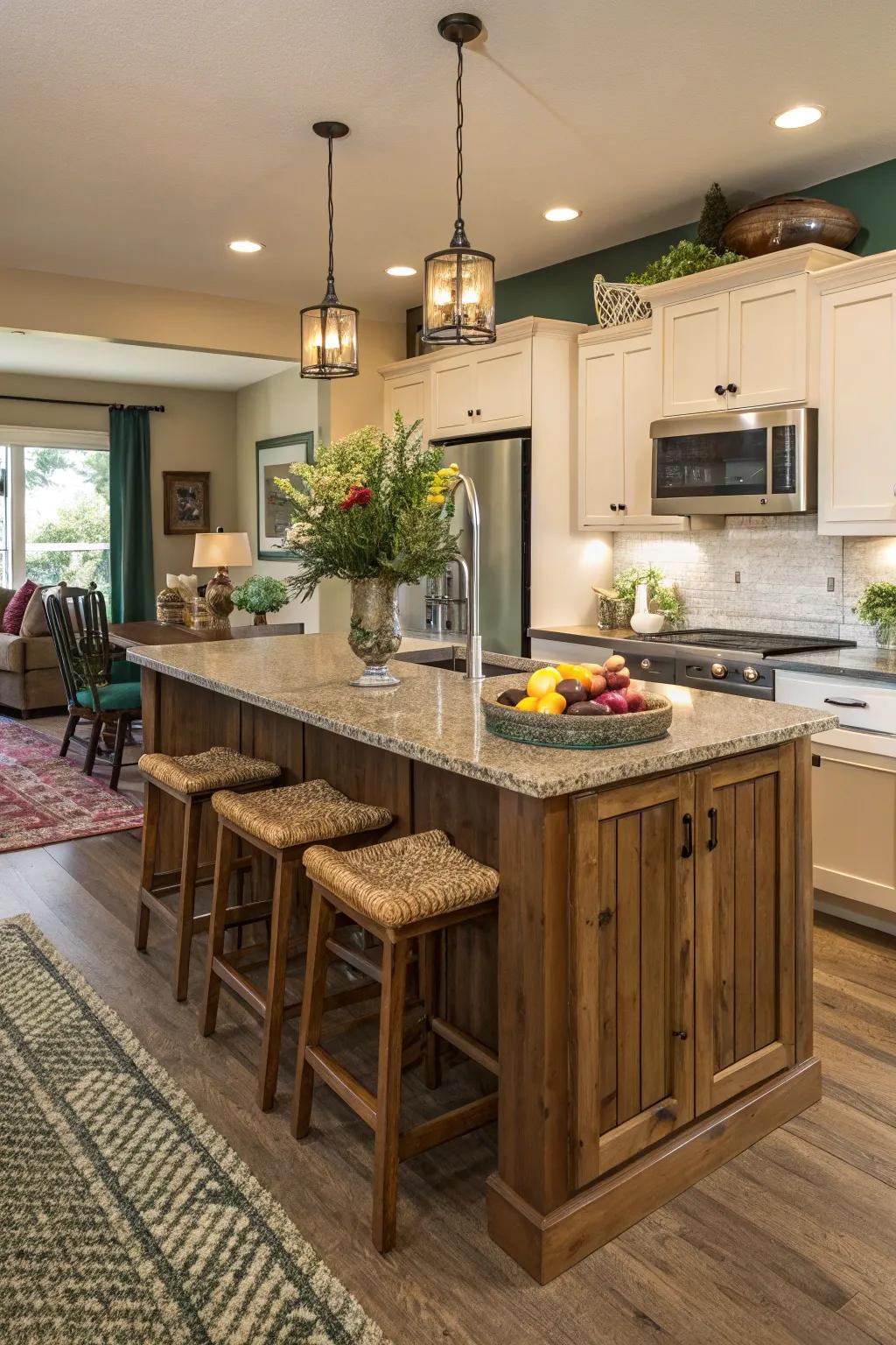 The kitchen island: a blend of functionality and style, perfect for cooking and socializing.