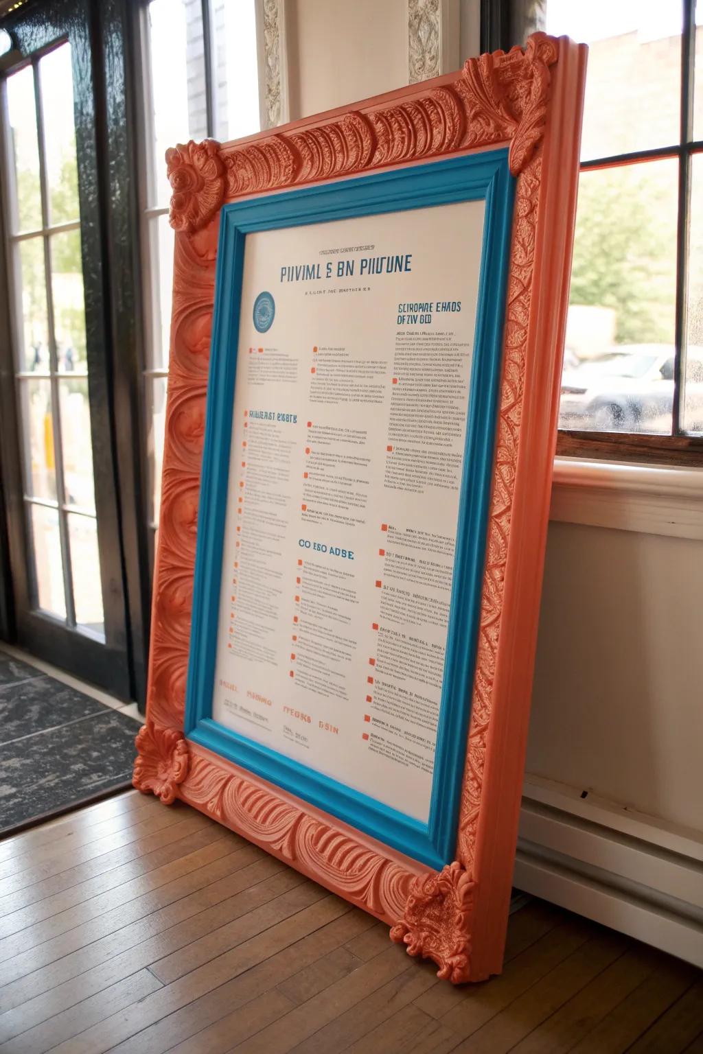 Showcase oversized posters with custom DIY decorative molding frames for a cost-effective and stunning display.