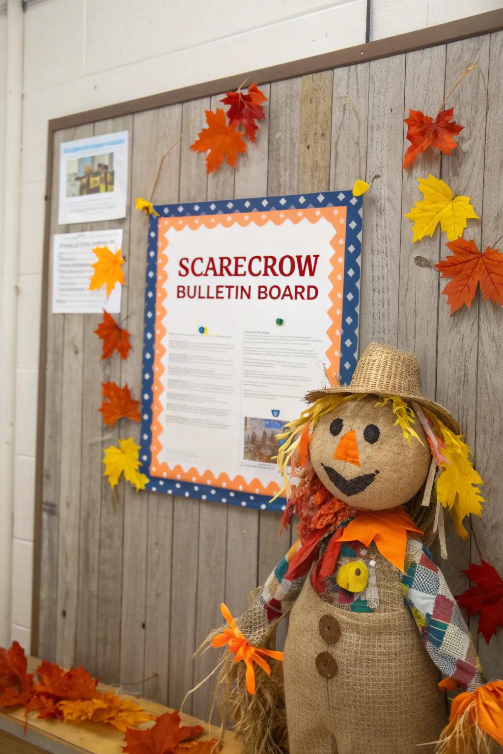 Seasonal quotes add depth and meaning to your scarecrow bulletin board, creating an inspiring atmosphere.