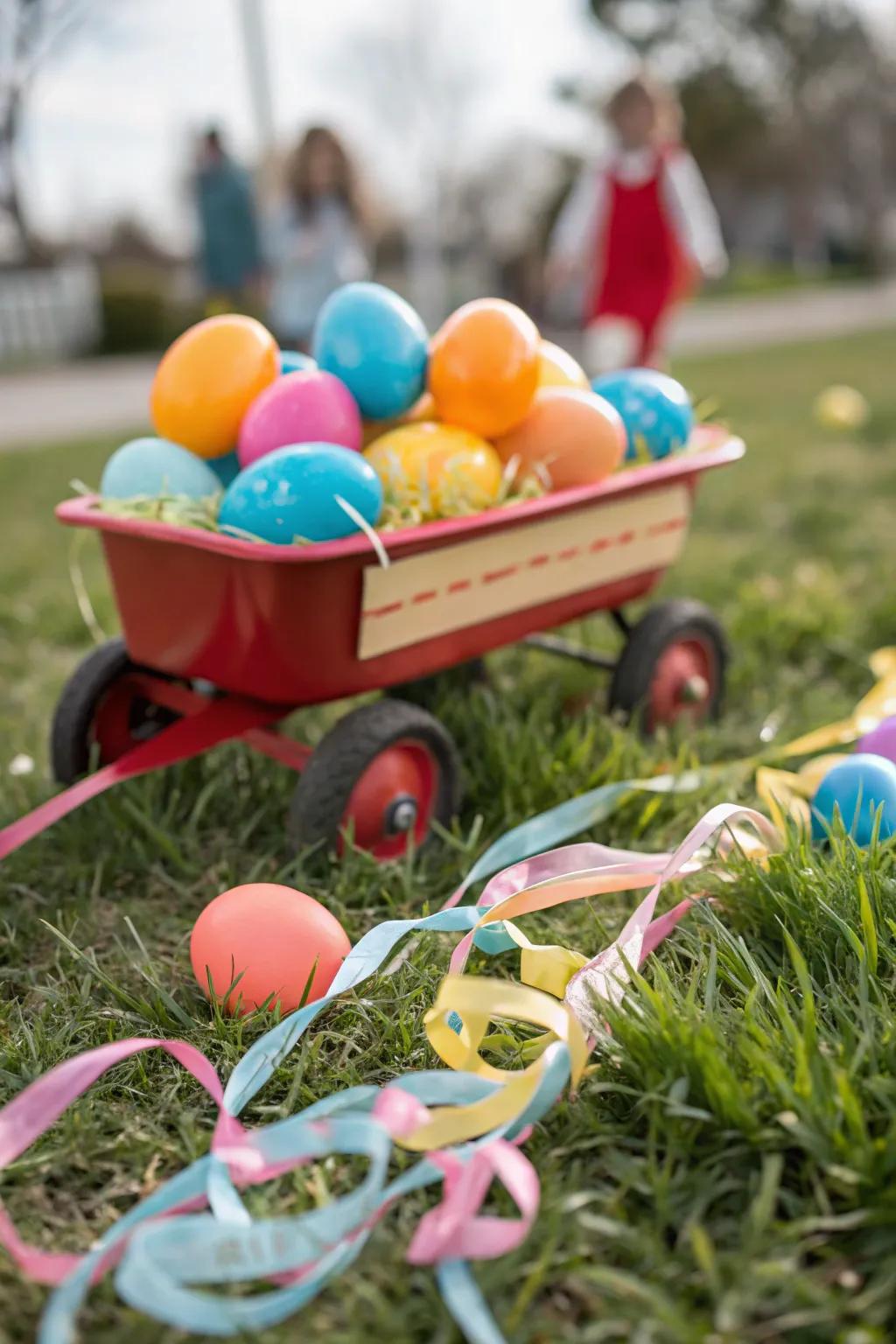 Hop into spring with an Easter wagon full of color and cheer! 🐣 #EasterDecor #SpringVibes