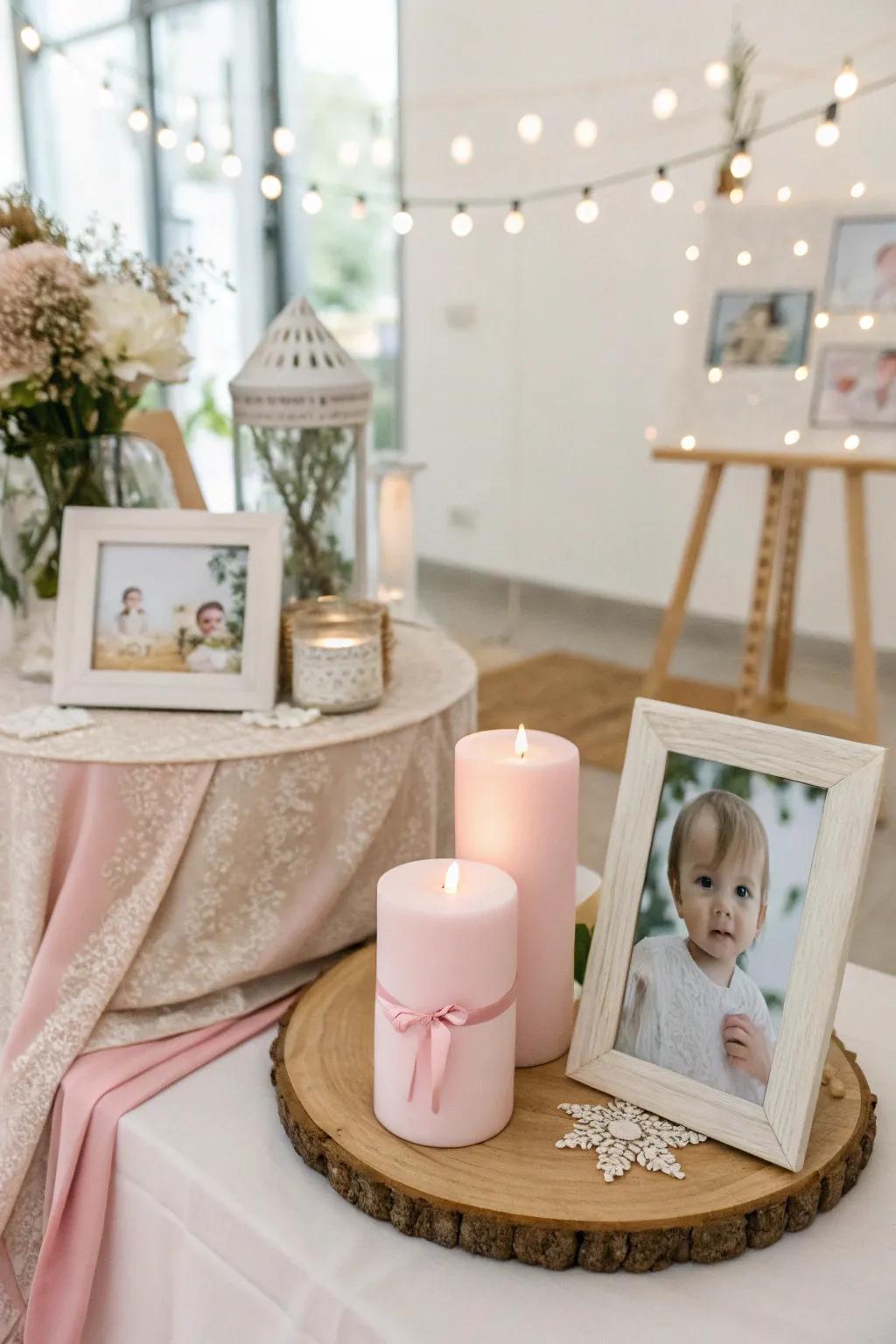 Personalize your tables with DIY photo centerpieces that capture the joy of your baby's baptism. 📸 #DIYDecor #BabyBaptism