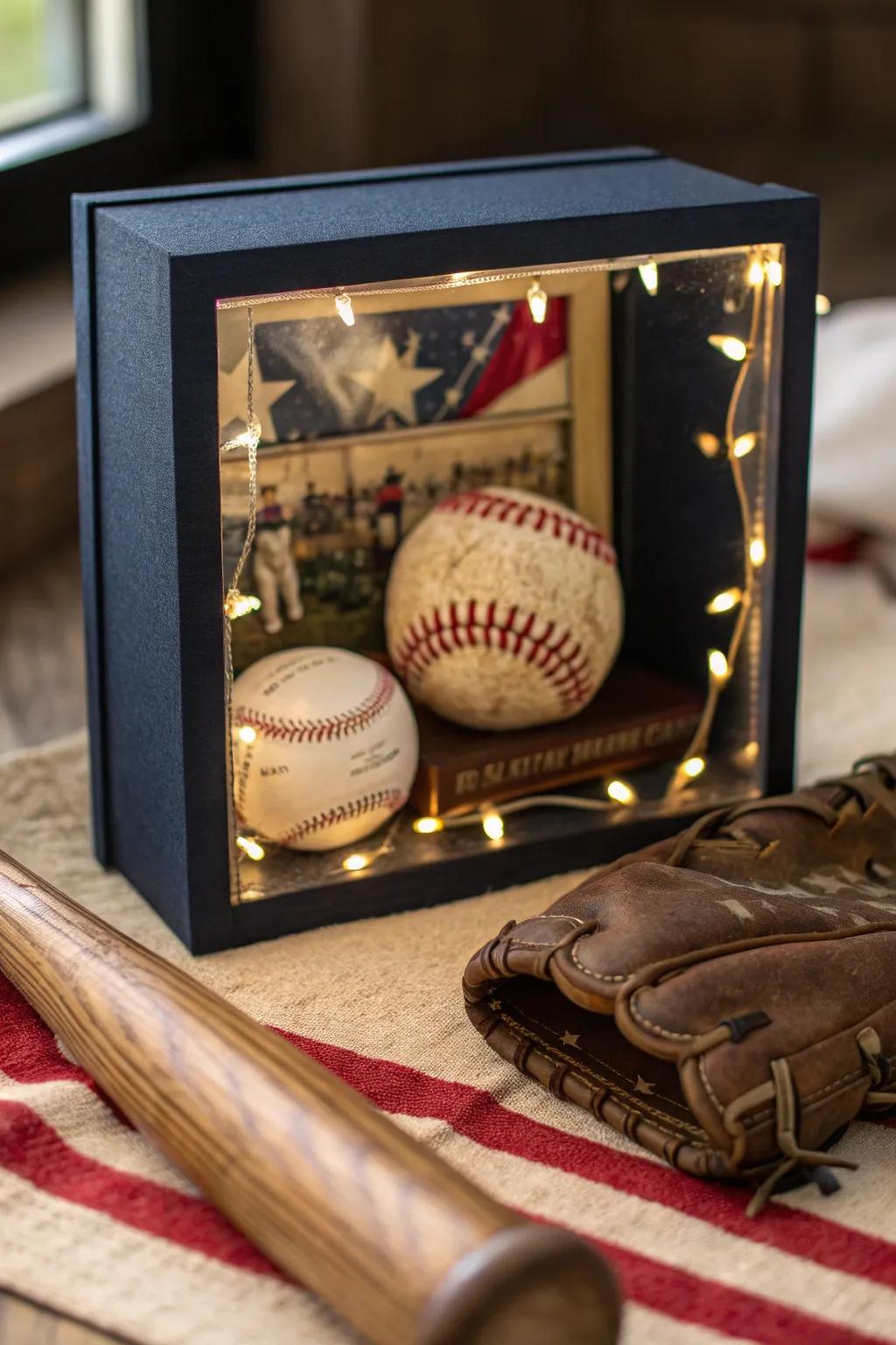 Illuminate your shadow box with lighting that adds depth and drama. #LightingDesign #HomeStyling