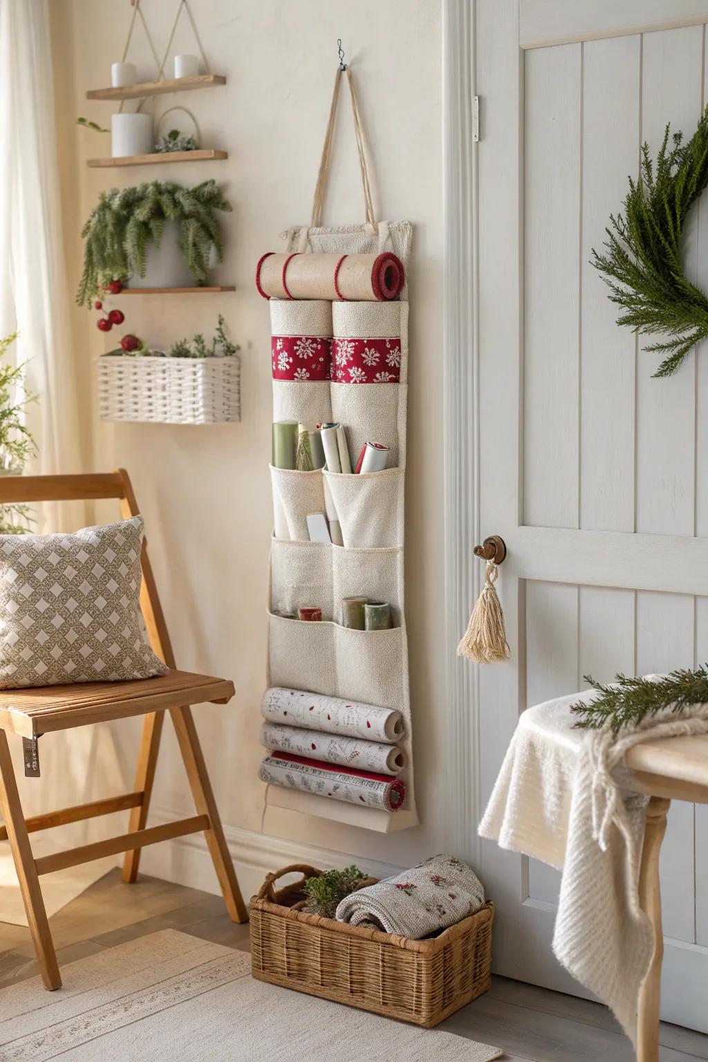 Keep your gift wrapping essentials organized and ready to roll.