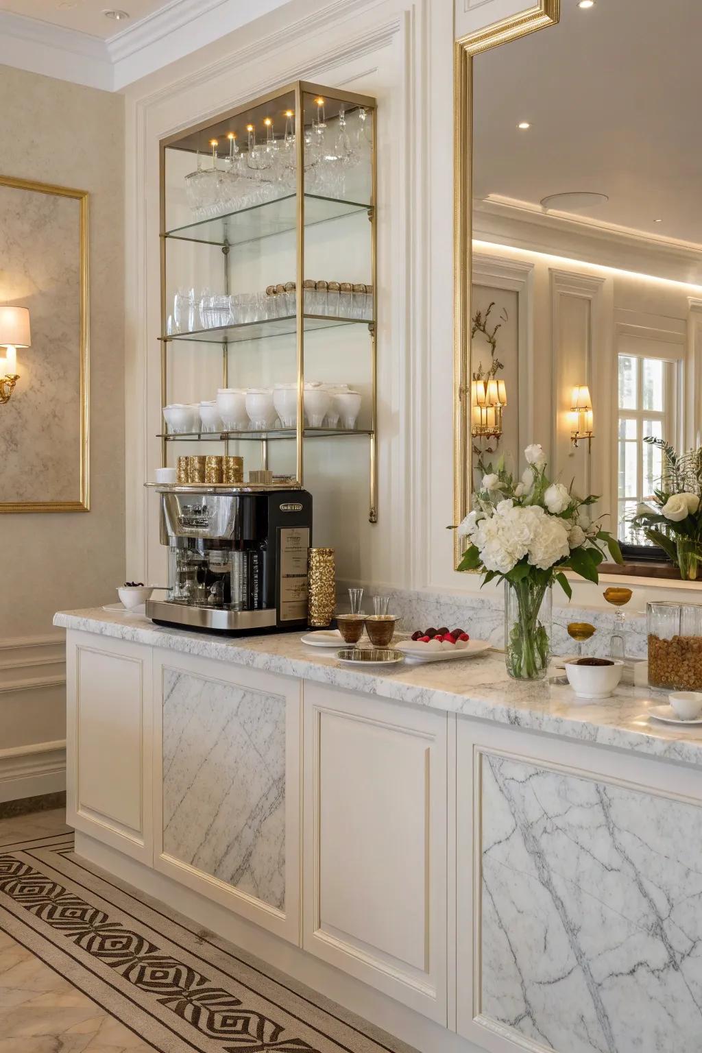 Marble adds effortless elegance and a timeless touch to your coffee bar. ✨ #MarbleMagic #ElegantDesign