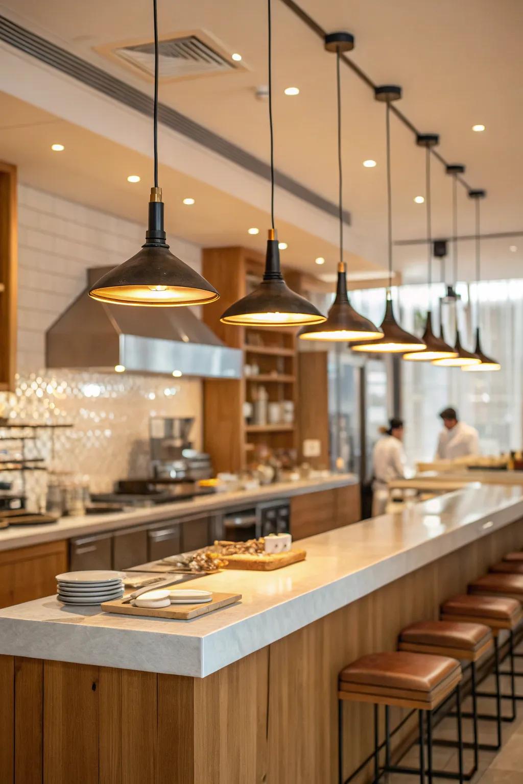 Low heat lights keep the kitchen cooler and more efficient. #LEDLighting #CoolKitchen