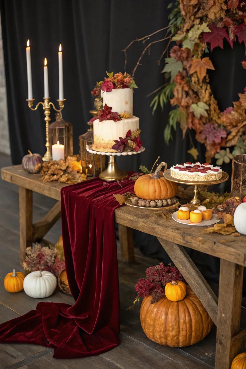 Make your table pop with a backdrop that enhances the fall theme. 📸 #BackdropDesign #FallInspiration