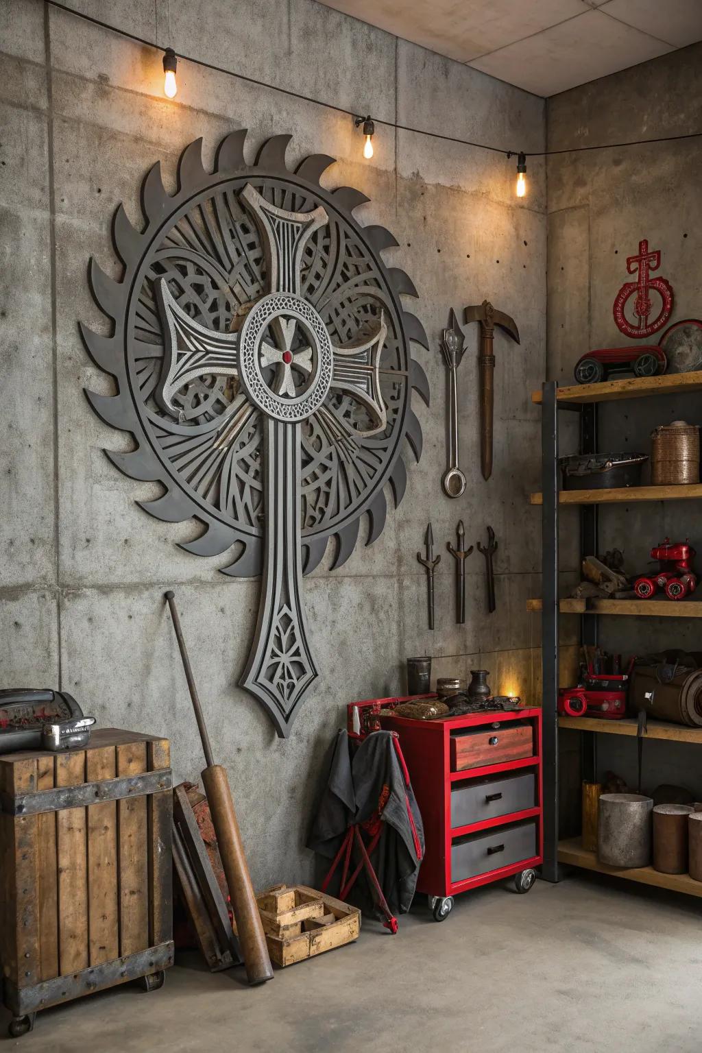 Add a touch of industrial chic with striking metal wall art.