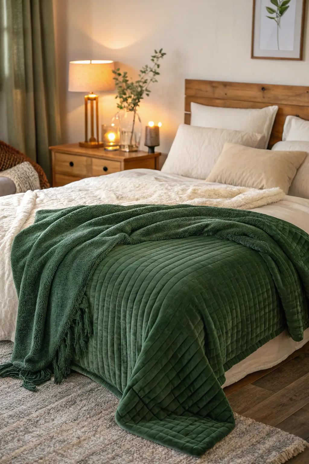 A cozy throw blanket adds warmth and texture to your bedroom.